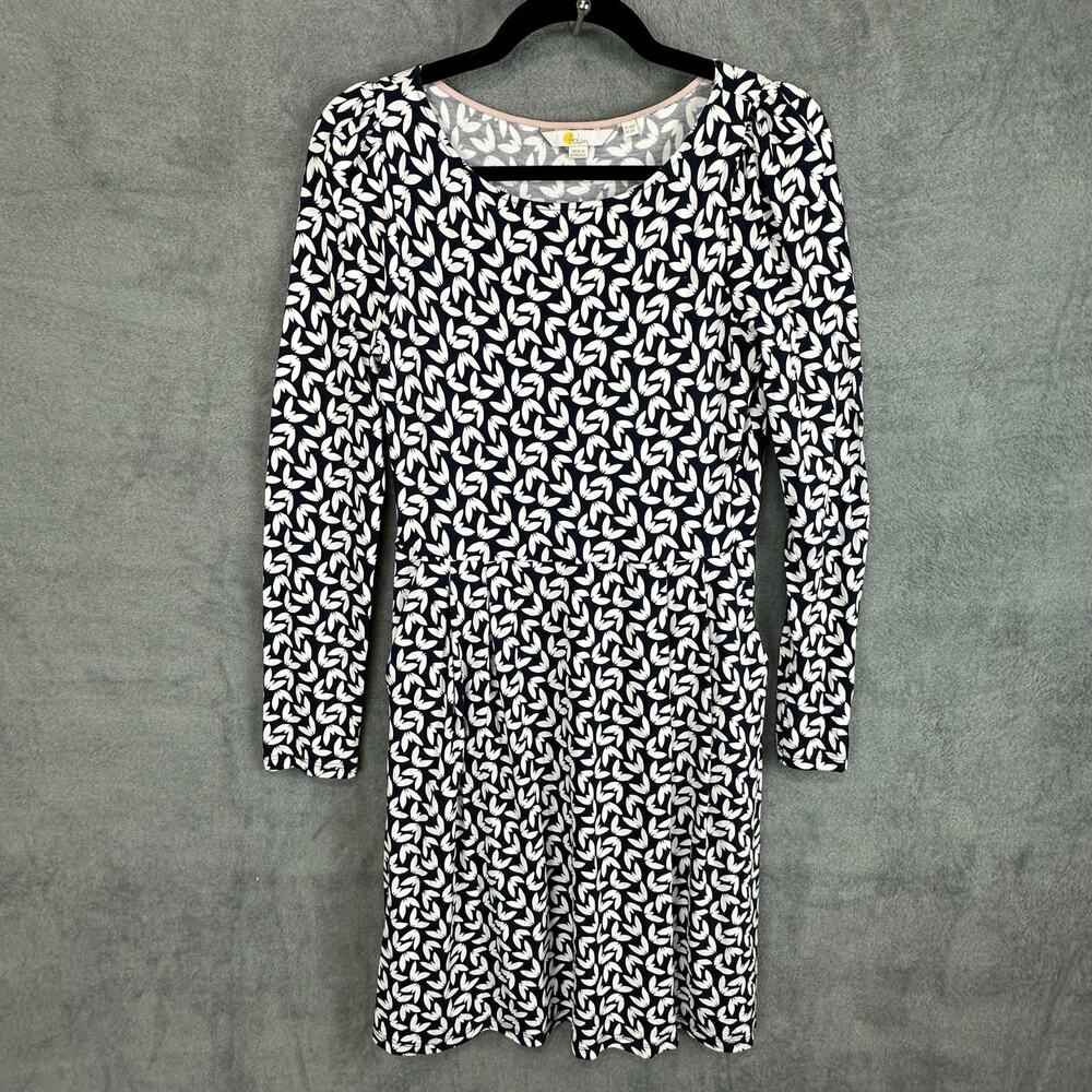 Boden Dress Womens 6 Petite Navy Butterfly Fit and Flare Pockets Preppy Whimsy